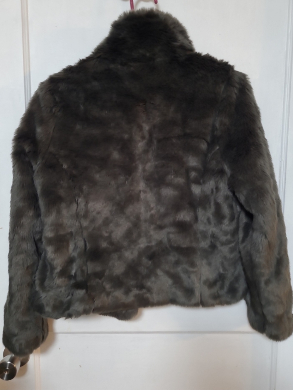 Abercrombie & Fitch Dark Gray Faux Fur Teddy Jacket Medium - Picture 5 of 5